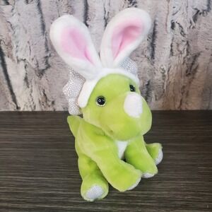 Frankford Green Triceratops Dinosaur Stuffed Animal Plush Toy Bunny Rabbit Ears